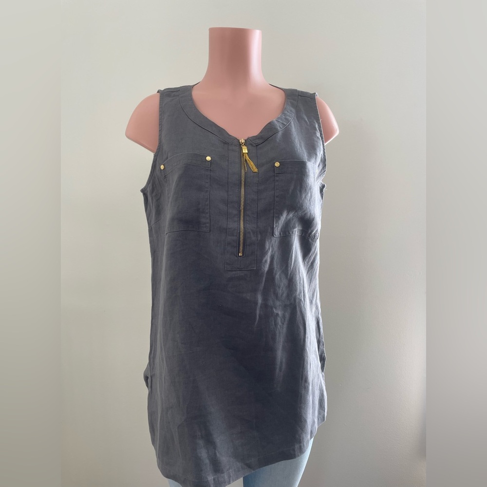 Ellen Tracy Gray Sleeveless Top